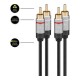 Cablu audio stereo 2x RCA tata - 2x RCA tata 0.75m dublu ecranat Goobay Plus