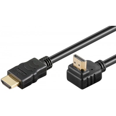 Cablu HDMI 2.0 cu ethernet 19 pini tata - HDMI 19 pini tata 90 grade aurit OFC 1.5m Goobay