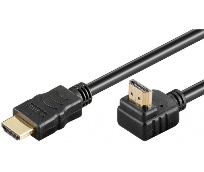 Cablu HDMI 2.0 cu ethernet 19 pini tata - HDMI 19 pini tata 90 grade aurit OFC 1.5m Goobay