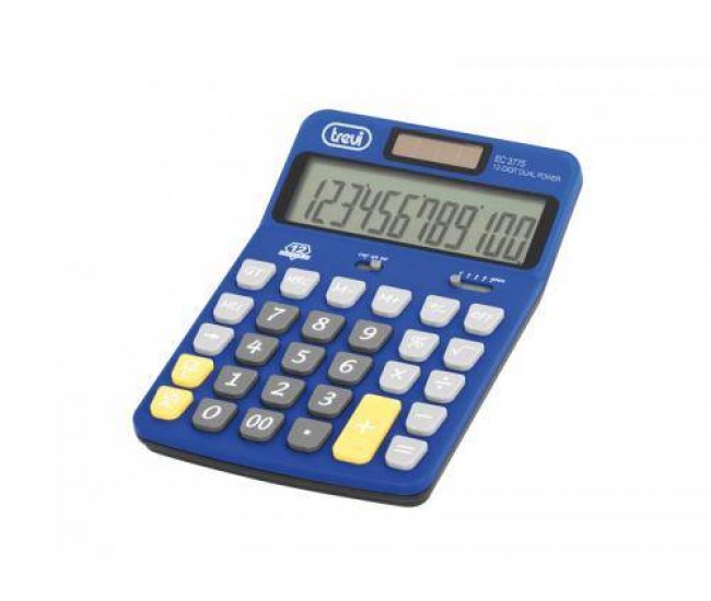 Calculator de birou EC 3775 12 digit baterie +solar albastru Trevi