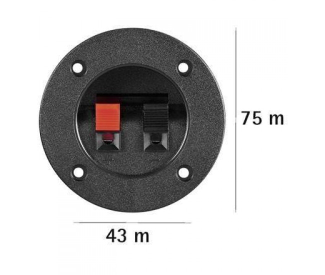 Terminal difuzor 2 poli push rotund 75mm pe panou Goobay