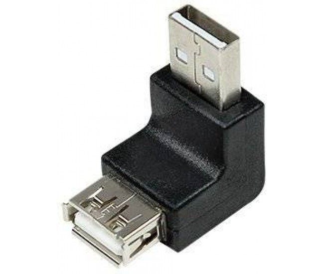 Adaptor USB 2.0 A soclu mama - USB A mufa tata in unghi LOGILINK