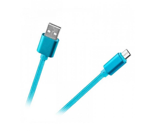 Cablu USB - micro USB 1m NYLON M-LIFE albastru