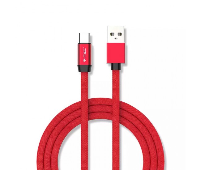 Cablu USB TYPE C 1m plat rosu 2.4A RUBY EDITION V-Tac SKU-8631