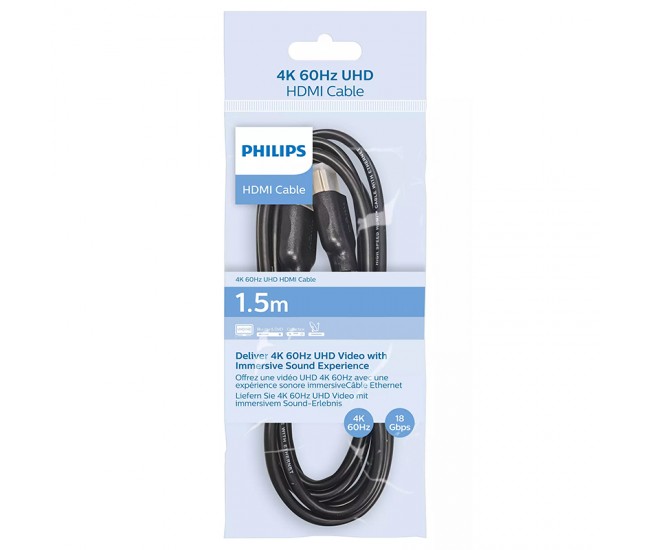 Cablu HDMI 2.0 UHD 1.5m 4K60Hz PHILIPS SWV5510/00 18Gbps Ethernet ARC