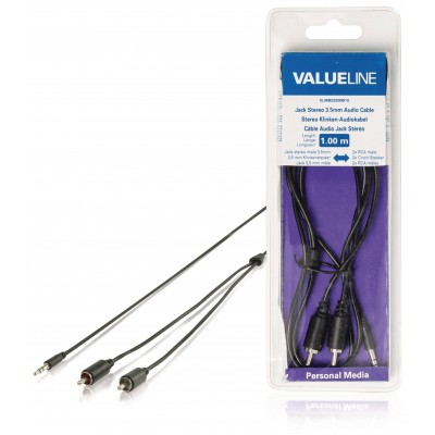 Cablu audio jack stereo 3.5 mm tata - 2x RCA tata 1m negru Valueline