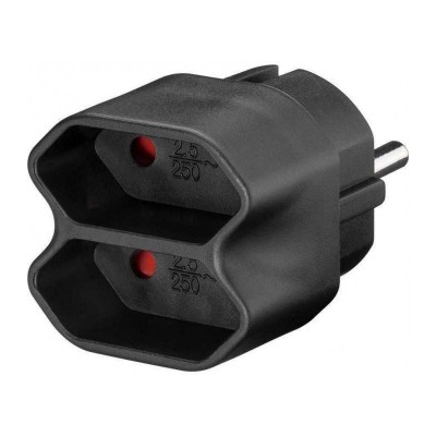 Adaptor Stecher Schuko - 2x Euro mama negru Goobay