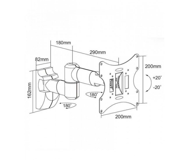 Suport TV LED 23-42 inch 30Kg SILVER Cabletech