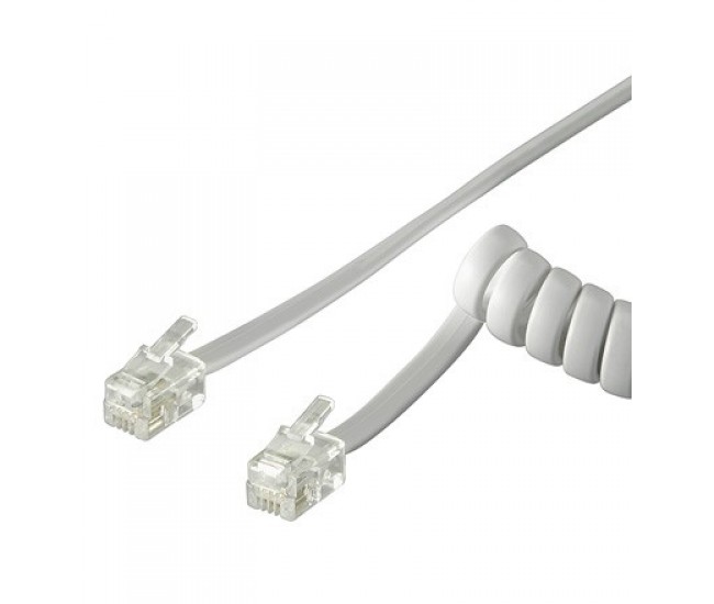 Cablu telefonic receptor spiralat RJ10 2m 4 pini 4 contacte Goobay