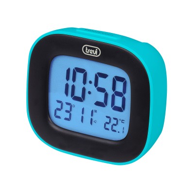 Ceas desteptator cu LCD SLD 3875 cu termometru si calendar turcoaz Trevi