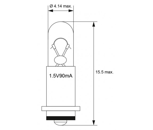 Bec T1 SM4s/4 SX3s 4.14mm Subminiatura 1.5V 90mA 0.09W incandescent alb-cald 2700K 9514 Goobay