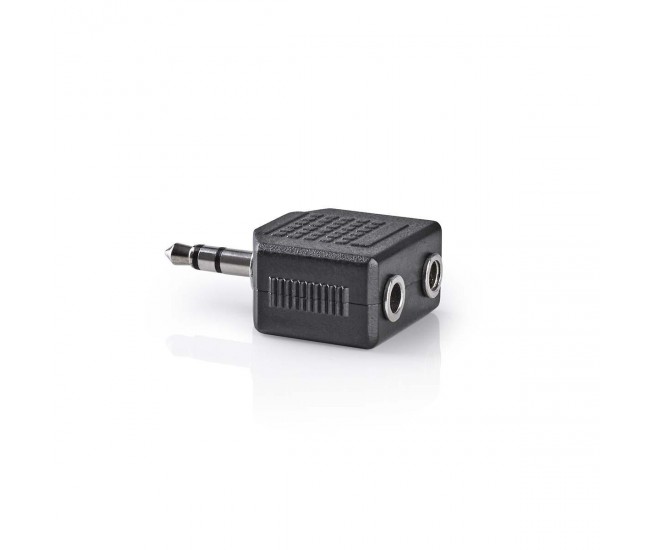 Splitter Jack audio 3.5 mm tata - 2x 3.5 mm mama negru Nedis