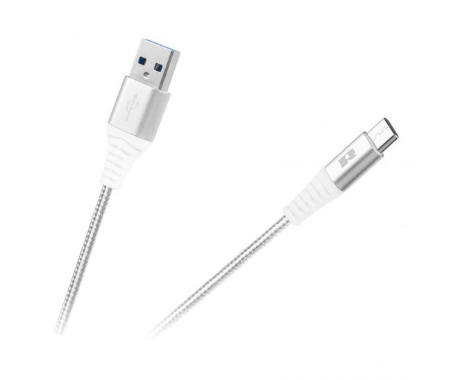 Cablu USB2.0 A - USB type C 0.5m alb panzat Rebel