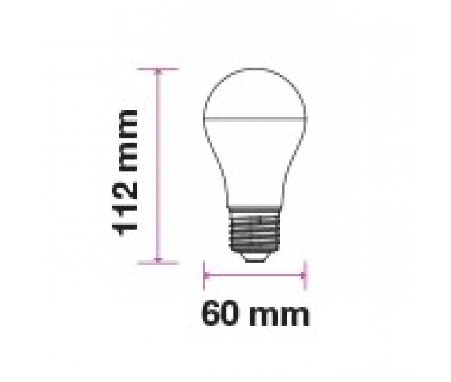 Bec LED A60 E27 10W 806lm 6000K alb rece V-TAC