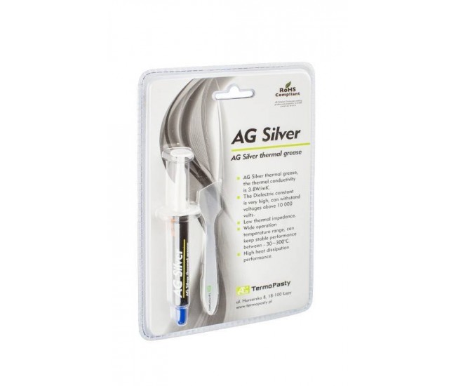 Pasta termoconductoare pe baza de argint AG Silver 3.8 W/m.K. 3grame AG TermoPasty