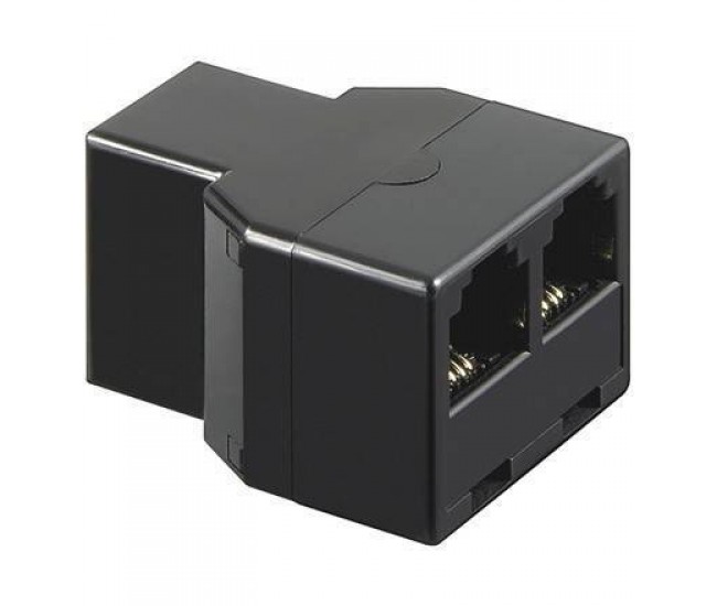 Adaptor RJ11 mama la 2x RJ11 mama negru Goobay