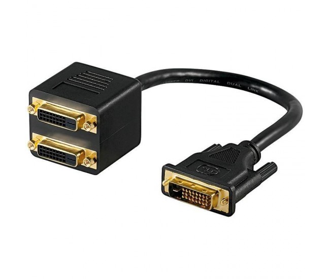 Cablu adaptor DVI-D 24+1 la 2x DVI-D 24+1 mama Goobay