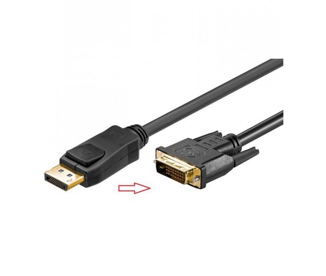 Cablu DisplayPort - DVI-D 24+1 FULL HD 1080p 1.8m contacte aurite negru