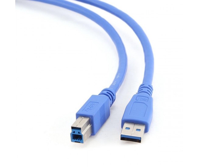 Cablu USB 3.0 USB A mufa tata - USB B mufa tata aurit 0.5m albastru PVC GEMBIRD CCP-USB3-AMBM-0.5M