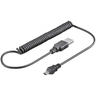 Cablu de date USB A tata- mini USB B tata spiralat 1m Goobay