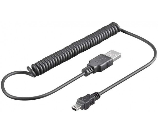 Cablu de date USB A tata- mini USB B tata spiralat 1m Goobay