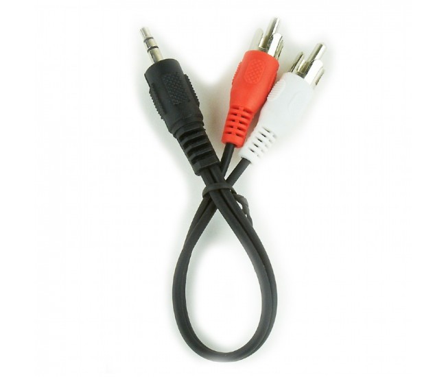 Cablu Jack 3.5 mm Stereo tata - 2x RCA tata 0.2m negru PVC GEMBIRD CCA-458/0.2