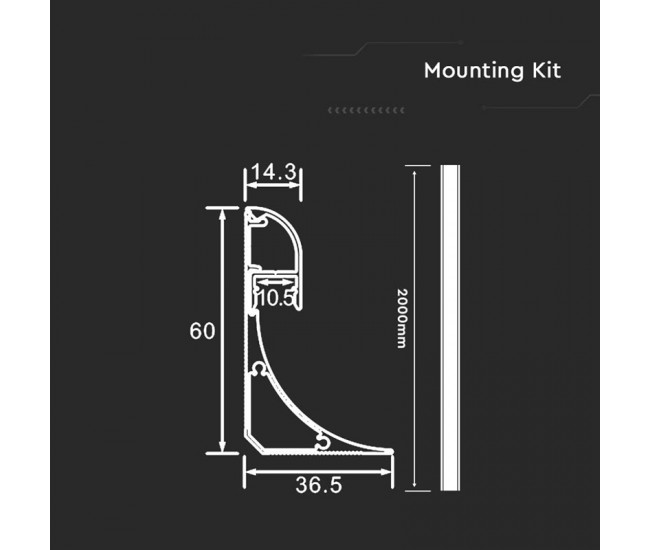 Profil aluminiu pentru banda LED 2m 7.8mm x 9mm V-tac SKU-2903