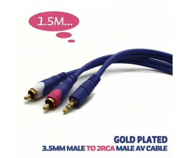 Cablu audio Jack 3.5 mm la 2x RCA 1.5m aurit