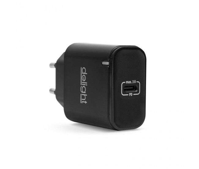 Incarcator retea - USB Type C PD 20W incarcare rapida negru Delight 55046BK