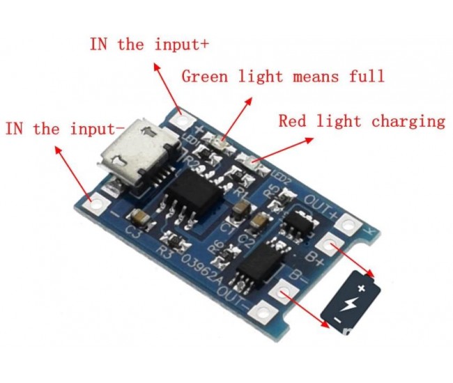 Modul de incarcare 18650 cu alimentare micro USB max. 1A MODUL INC MICRO