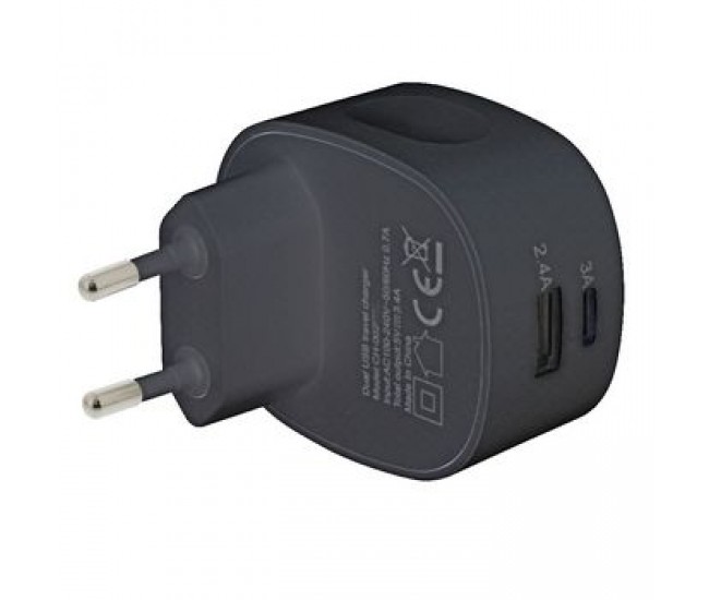 Incarcator de la retea 2x iesire USB A si USB C 3.4A negru Sweex