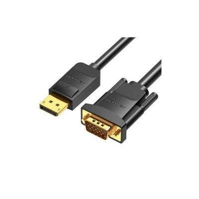 Cablu DisplayPort mufa tata - VGA D-Sub 15pin HD mufa tata 1080P 60Hz 1.5m negru 30AWG VENTION HBLBG