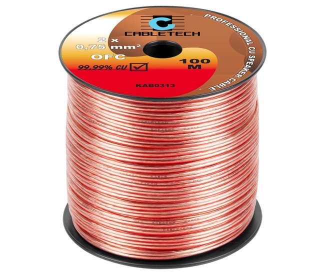 Cablu difuzor OFC cupru 2x0.75mm transparent Cabletech KAB0313