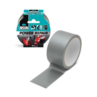 Banda adeziva BISON Power Repair armata cu material gri 10m