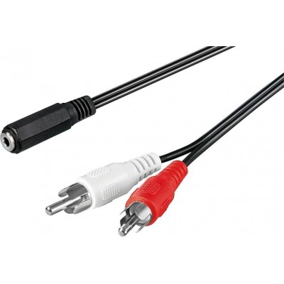 Cablu RCA mufa tata x2 - Jack 3.5 mm 3 pini mama 1.4m Goobay