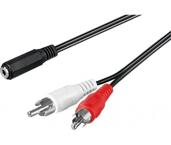 Cablu RCA mufa tata x2 - Jack 3.5 mm 3 pini mama 1.4m Goobay