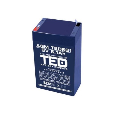 Acumulator AGM VRLA 6V 6.1A 70mm x 48mm x h 101mm F1 TED Battery Expert Holland