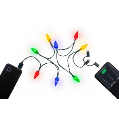 Cablu de incarcare USB pentru smartphone cu lumini LED RGB - Lightning Micro-USB USB type C 90cm Goobay 60339