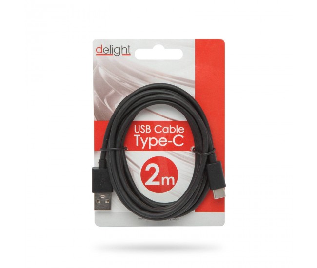 Cablu de date USB type C - USB negru 2m DELIGHT