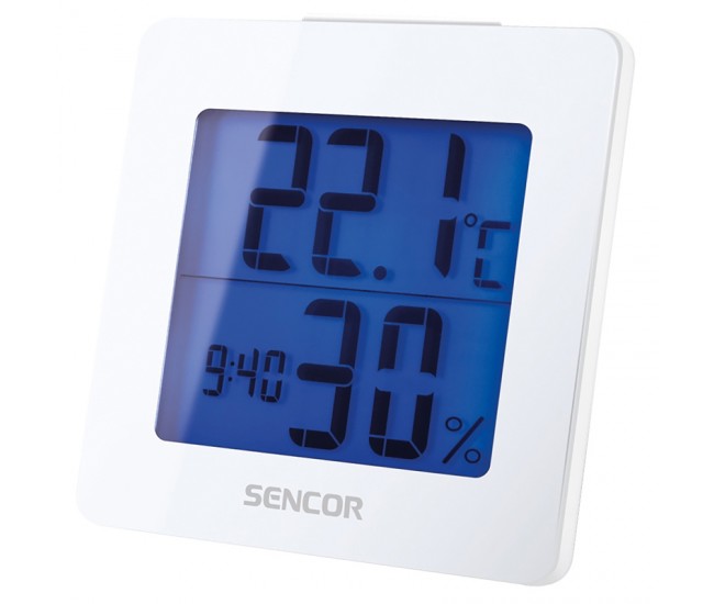 Statie meteo afisaj LCD temperatura si umiditate ceas cu alarma calendar alb SENCOR SWS 1500 W