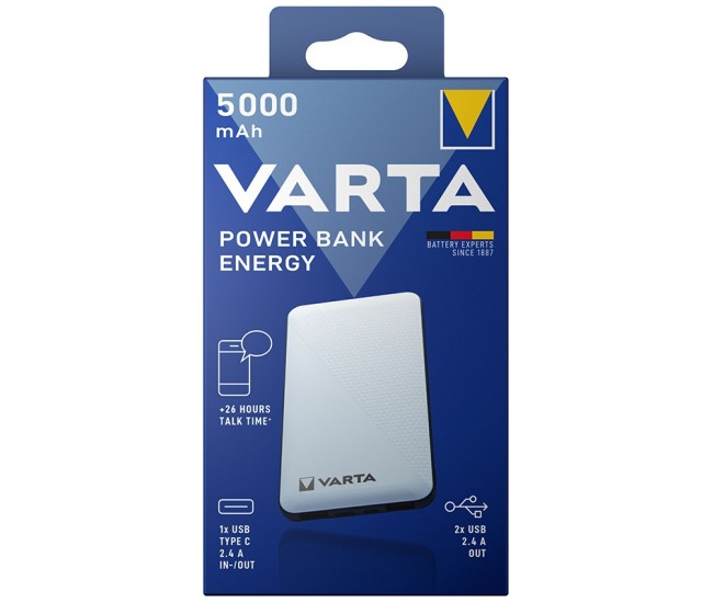 Power Bank VARTA 57975 Energy 5000mAh 2x USB 1x USB TYPE-C 2.4A