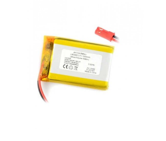 Acumulator Lithium Poliymer 12212 1600mAh 1S 3.7V conector JST-BEC 50x34mm AKYGA Battery