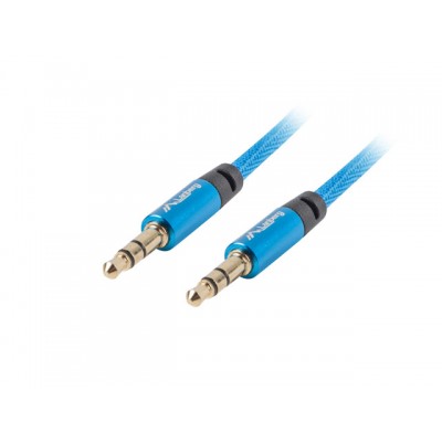 Cablu audio Jack 3.5 mm tata-tata albastru panzat 1m Lanberg