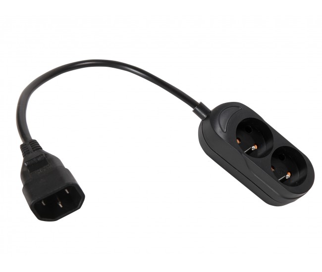 Cablu alimentare adaptor de la UPS IEC C14 la 2x cupla schuko 0.3m JONEX