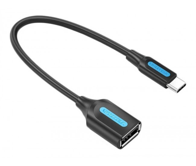 Cablu USB 2.0 A mama - USB type C tatat 15cm cupru ecranat negru VENTION CCSBB