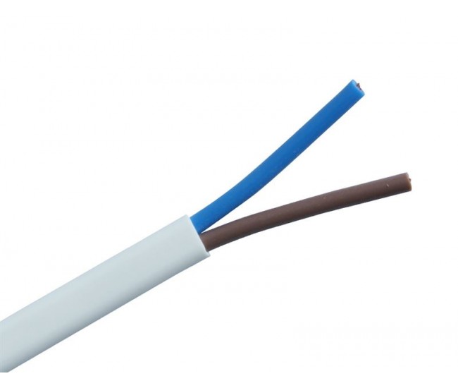 Cablu electric bifilar dublu-izolat 2x1mm2 plat alb MYYUP H03VVH2-F 2x1