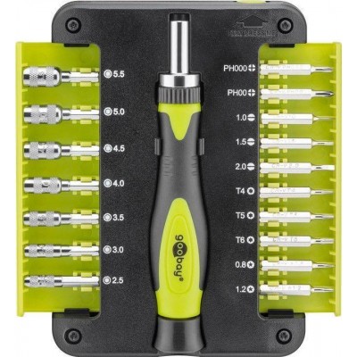 Set surubelnita 17biti CrV 3x capete plane 1mm 1.5mm 2mm 2x Phillips PH000 PH00 3x Torx T4 T5 T6 2x stele Star 0.8 1.2 7x hexago