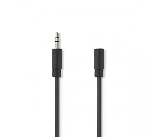 Cablu audio Jack Stereo 3.5 mm tata - 3.5 mm mama 2m negru Nedis