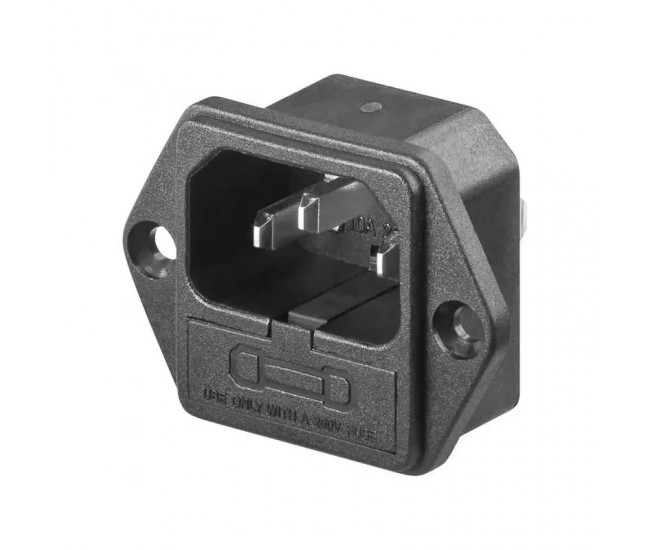 Conector AC montare pe panou 220V 6.3A cu siguranta Goobay 11261