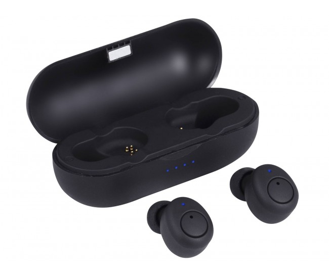 Casti mini Bluetooth cu microfon HMP 12E05 AIRBUDS negru Trevi